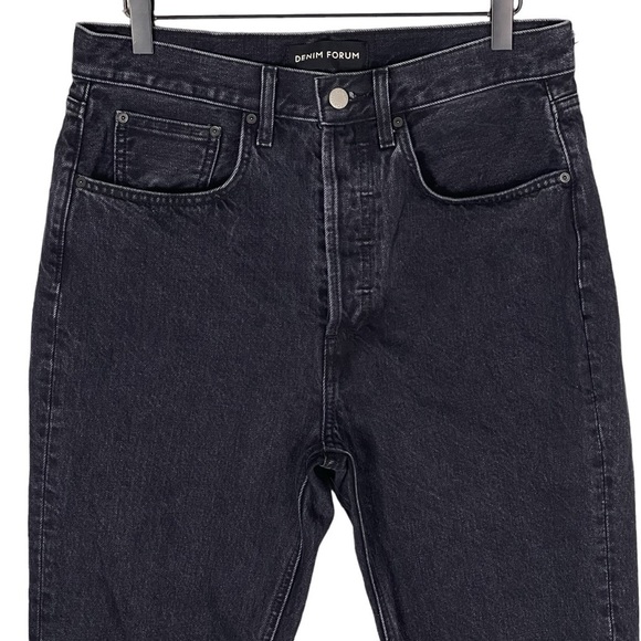 Aritzia Denim Forum Dillon High Rise Slim Jeans 30 Black Button Fly Rigid Denim - Picture 2 of 10